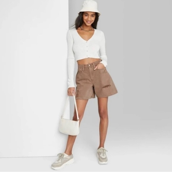 New! Wild Fable Target Highest Rise Bermuda Jean Shorts - Picture 9 of 10